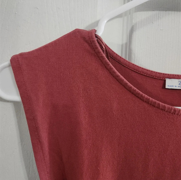 Zara dusty rose wrap tie front sleeveless maxi tshirt dress woman size small - Picture 6 of 11